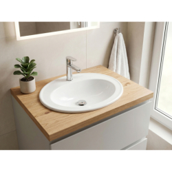 Umywalka ceramiczna wpuszczana z miejscem na baterię Round biały DEANTE CGR6U6B