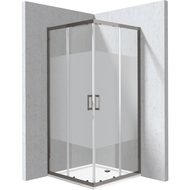 Kabina prysznicowa z brodzikiem kwadratowa 80x80 cm - wzór pas Funkia evo titanium DEANTE KYCPDE88P