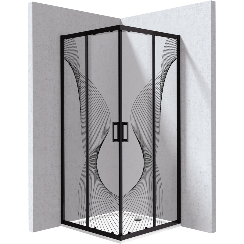 Kabina prysznicowa z brodzikiem kwadratowa 80x80 cm - wzór fala Funkia evo titanium DEANTE KYCPNB88P