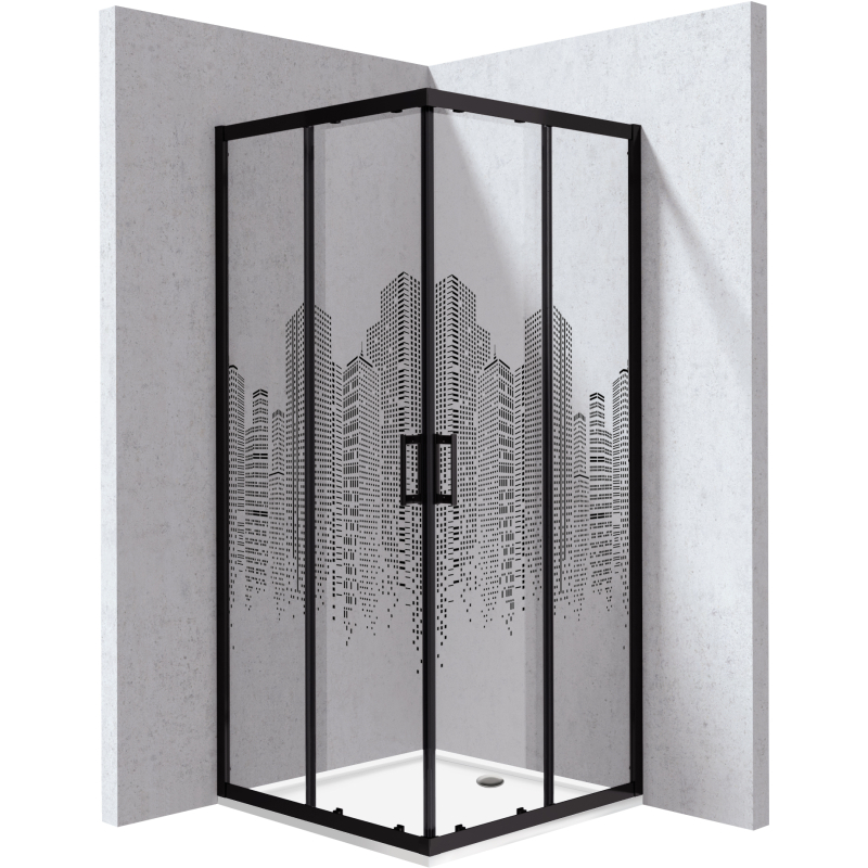 Kabina prysznicowa z brodzikiem kwadratowa 80x80 cm - wzór miasto Funkia evo titanium DEANTE KYCPND88P