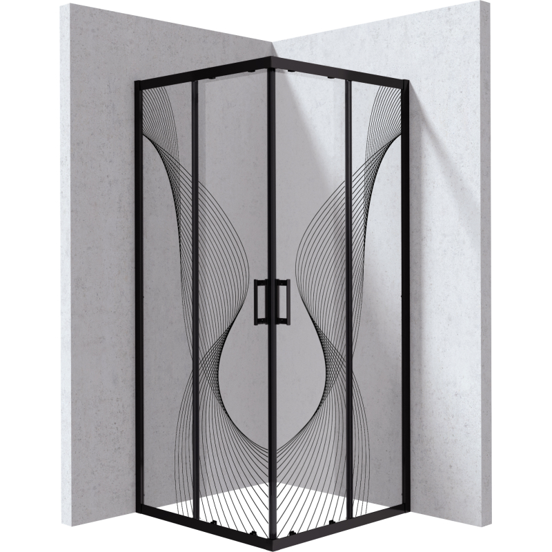 Kabina prysznicowa kwadratowa 90x90 cm - wzór fala Funkia evo nero DEANTE KYCNB99P