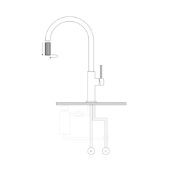 Bateria kuchenna z wyciąganą wylewką do podłączenia zestawu filtrującego, Switch Chrom połysk OMNIRES SW9059CR
