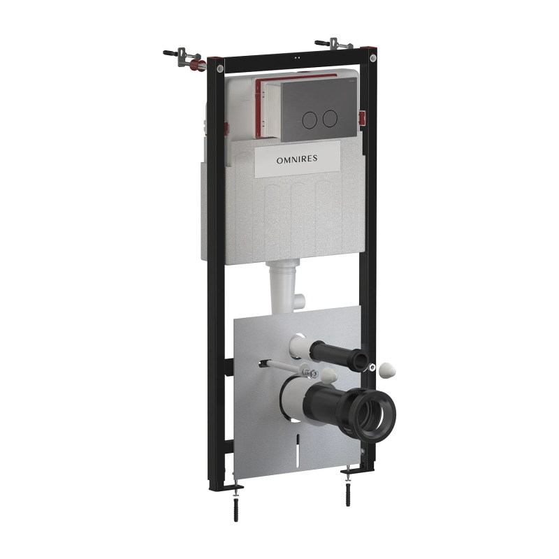Set- strongframe stelaż podt. z eco spłuk. r45 stal. przy. spł., Eco flush set Antracyt szczotkowany OMNIRES STFWCECO1R45-RAT