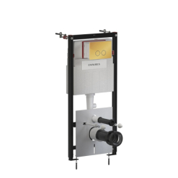 Set- strongframe stelaż podt. z eco spłuk. + steel-r45 stal. przy. spł., Eco flush set Złoty połysk OMNIRES STFWCECO1R45-RGL