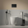 Set- strongframe stelaż podt. z eco spłuk. + steel-r45 stal. przy. spł., Eco flush set Czarny półmat OMNIRES STFWCECO1R45-RBL