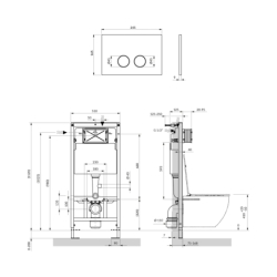 Set- strongframe stelaż podtynkowy + steel-r45 przycisk spłukujący, Flush set Mosiądz szczotkowany OMNIRES STFWC1R45-RBSB
