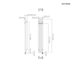 Grzejnik elektryczny 150x20,5 cm biały Stang (e) OLTENS 55120000