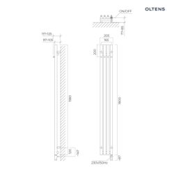 Grzejnik elektryczny 180x20,5 cm miedź szczotkowana Stang (e) OLTENS 55112610