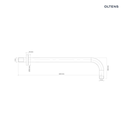 Ramię deszczownicy 40 cm okrągłe nikiel Lagan OLTENS 39402910