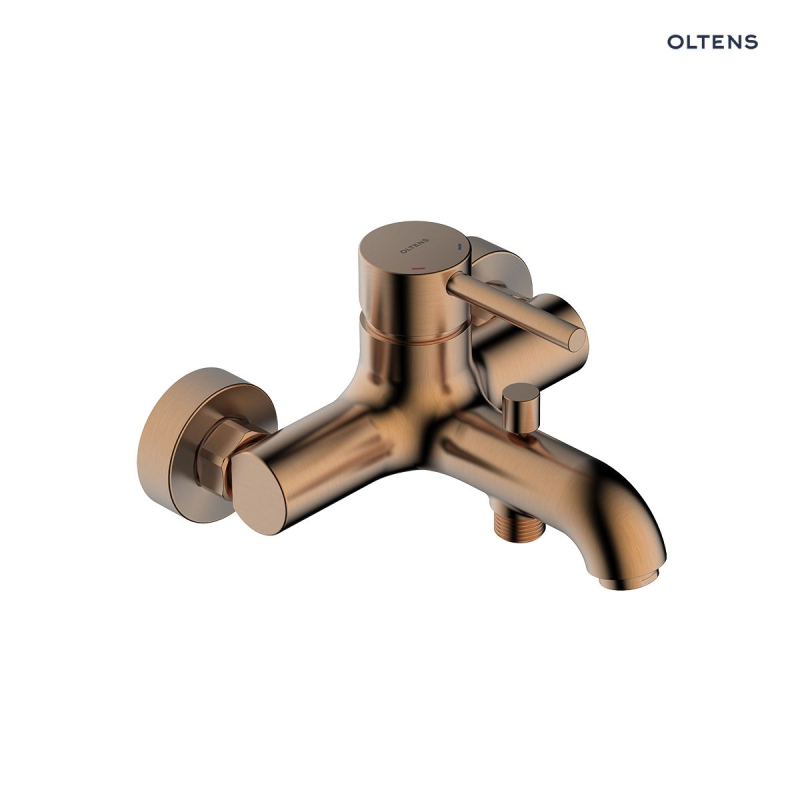 Bateria wannowo-prysznicowa ścienna miedź szczotkowana Molle OLTENS 34000610