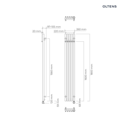 Grzejnik elektryczny 180x26 cm grafit Stang (e) OLTENS 55117400