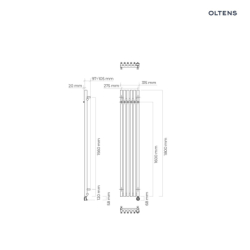 Grzejnik elektryczny 180x31,5 cm czarny mat Stang (e) OLTENS 55118300
