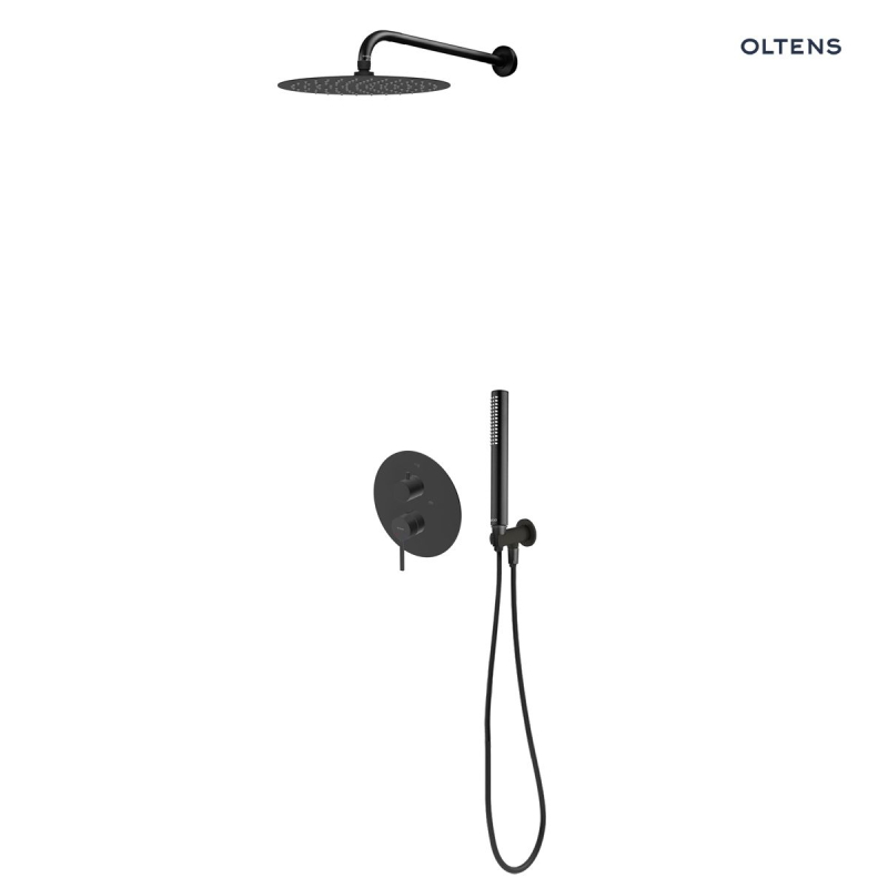Zestaw bateria podtynkowa z deszczownicą 30 cm Vindel i kompletem prysznicowym Ume czarny mat Rann OLTENS 36630300