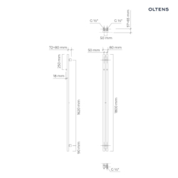 Grzejnik łazienkowy 180x8 cm biały Stang (s) OLTENS 55023000