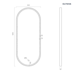 Lustro 50x120 cm owalne z oświetleniem z przodu z matą grzewczą miedź szczotkowana Nordlis OLTENS 64104610