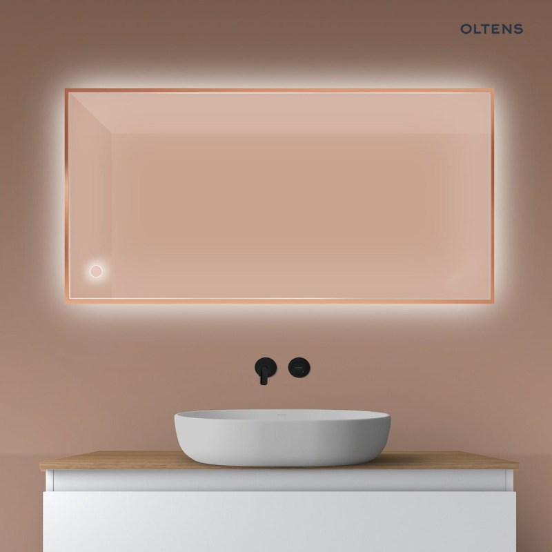 Lustro 60x120 cm prostokątne z oświetleniem od tyłu z matą grzewczą miedź szczotkowana Nordlis OLTENS 64112610