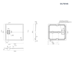 Brodzik prostokątny 100x90 cm RockSurface kaszmir Bergytan OLTENS 15101900