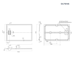 Brodzik prostokątny 140x90 cm RockSurface kaszmir Bergytan OLTENS 15107900