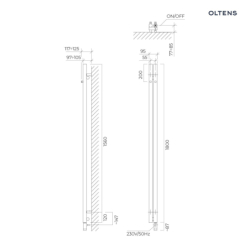 Grzejnik elektryczny 180x9,5 cm miedź szczotkowana Stang (e) OLTENS 55110610