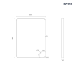 Lustro 60x80 cm prostokątne z oświetleniem z przodu z matą grzewczą złoto szczotkowane Nordlis OLTENS 64116810