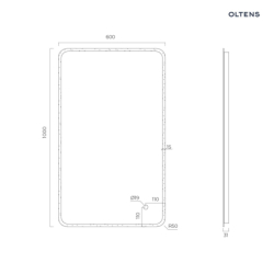 Lustro 60x100 cm prostokątne z oświetleniem z przodu z matą grzewczą Nordlis OLTENS 64117000