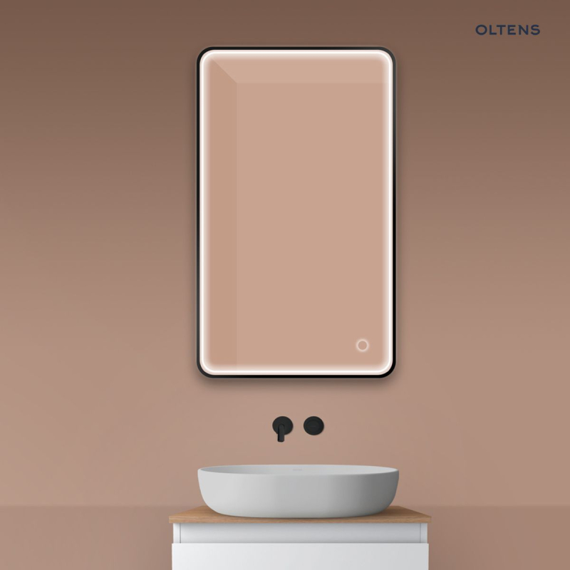 Lustro 60x100 cm prostokątne z oświetleniem z przodu z matą grzewczą czarny Nordlis OLTENS 64117300