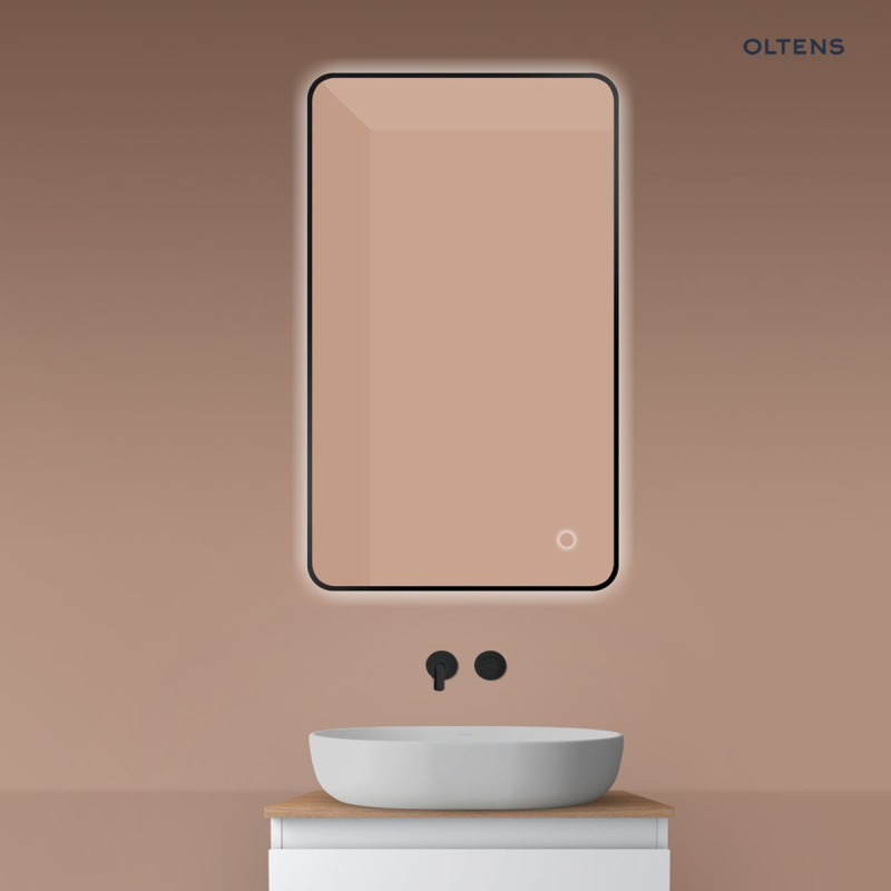 Lustro 60x100 cm prostokątne z oświetleniem od tyłu z matą grzewczą czarny Nordlis OLTENS 64120300