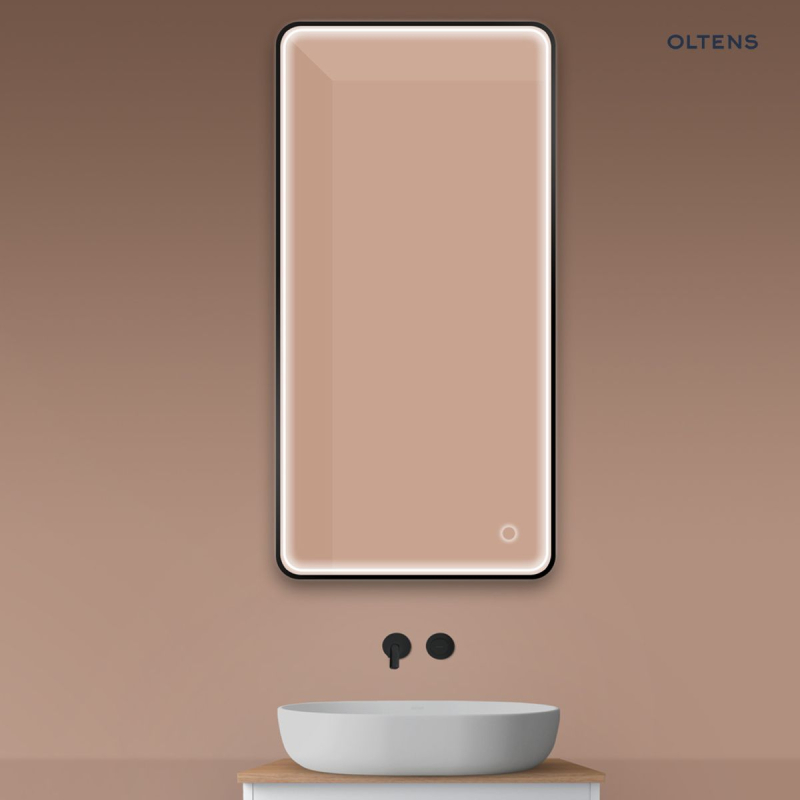 Lustro 60x120 cm prostokątne z oświetleniem z przodu z matą grzewczą czarny Nordlis OLTENS 64118300