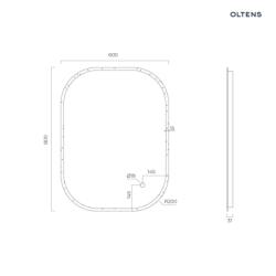 Lustro 60x80 cm prostokątne z oświetleniem z przodu z matą grzewczą Nordlis OLTENS 64123000