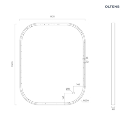 Lustro 80x100 cm prostokątne z oświetleniem z przodu z matą grzewczą miedź szczotkowana Nordlis OLTENS 64124610