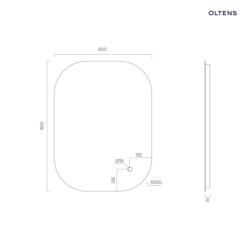 Lustro 60x80 cm prostokątne z oświetleniem od tyłu z matą grzewczą Nordlis OLTENS 64126000