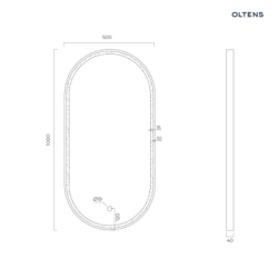 Lustro 50x100 cm owalne z oświetleniem z przodu z matą grzewczą miedź szczotkowana Nordlis OLTENS 64128610