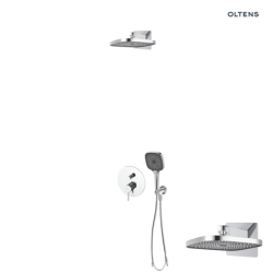 Set  wannowo-prysznicowy podtynk z deszczownicą Vann (S) i słuchawką 3 funkcje Havis EasyClick (S) chrom Molle OLTENS 36022100