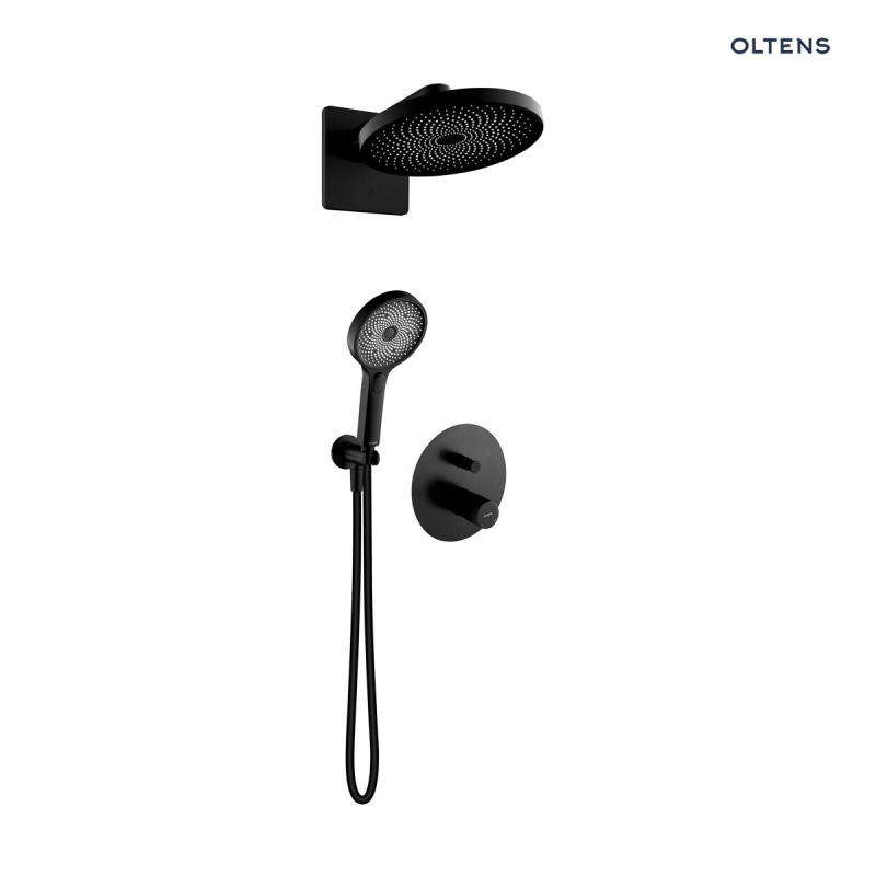 Set  wannowo-prysznicowy podtynk z deszczownicą Vann i słuchawką 3 funkcje Havis EasyClick czarny mat Hamnes OLTENS 36024300