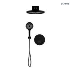 Set  wannowo-prysznicowy podtynk z deszczownicą Vann i słuchawką 3 funkcje Havis EasyClick czarny mat Hamnes OLTENS 36024300