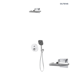 Set  wannowo-prysznicowy podtynk z deszczownicą Vann (S) i słuchawką 3 funkcje Havis EasyClick (S) chrom Hamnes OLTENS 36025100