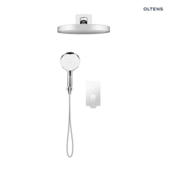 Set bateria wannowo-prysznicowa podtynk z deszczownicą Regna i słuchawką 3 funkcje Luva EasyClick chrom Hadsel OLTENS 36029100