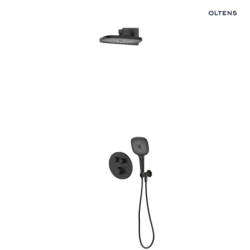 Set  wannowo-prysznic.podtynk z deszczownicą Vann (S) i słuchawką 3 funkcje Havis EasyClick (S) czarny mat Onega OLTENS 36069300