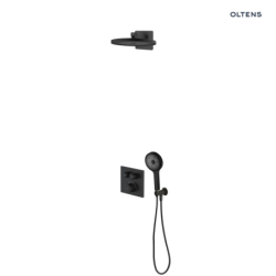 Set  wannowo-prysznicowy podtynk z deszczownicą Vann i słuchawką 3 funkcje Havis EasyClick czarny mat Onega (S) OLTENS 36059300