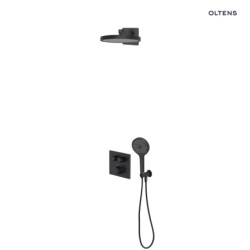 Set  wannowo-prysznicowy podtynk z deszczownicą Regna i słuchawką 3 funkcje Luva EasyClick czarny mat Onega (S) OLTENS 36061300