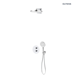 Set bateria wannowo-prysznicowa podtynk z deszczownicą Regna i słuchawką 3 funkcje Luva EasyClick chrom Katla OLTENS 36064100