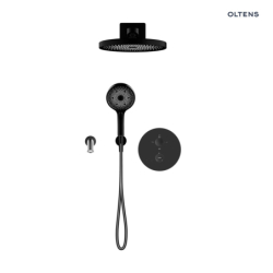 Set  wannowo-prysznicowy podtynk z deszczownicą Vann i słuchawką 3 funkcje Havis EasyClick czarny mat Katla OLTENS 36065300