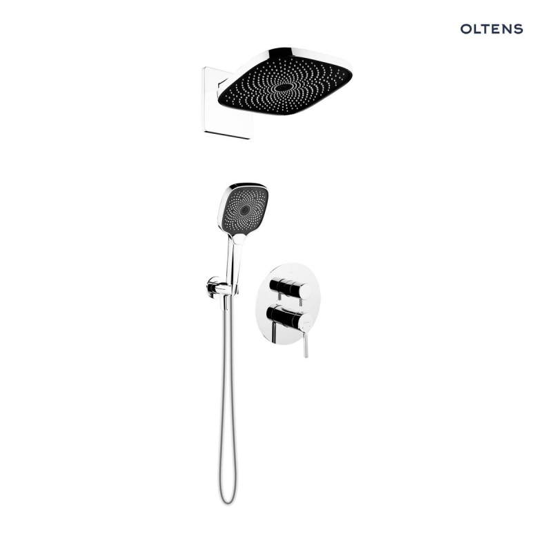 Set  wannowo-prysznicowy podtynk z deszczownicą Vann (S) i słuchawką 3 funkcje Havis EasyClick (S) chrom Rann OLTENS 36072100