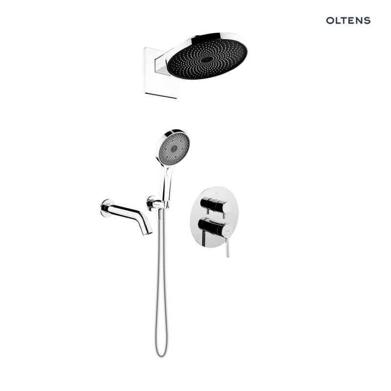Set bateria wannowo-prysznicowa podtynk z deszczownicą Vann i słuchawką 3 funkcje Havis EasyClick chrom Rann OLTENS 36074100