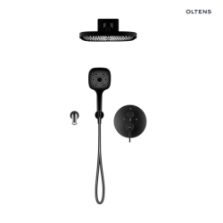 Set  wannowo-prysznic.podtynk z deszczownicą Vann (S) i słuchawką 3 funkcje Havis EasyClick (S) czarny mat Rann OLTENS 36079300