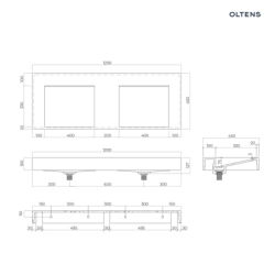 Umywalka 120x45 cm ścienna LavaForm biały mat Stila OLTENS 40004900