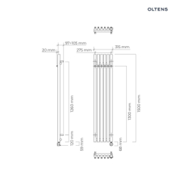 Grzejnik elektryczny 150x31,5 cm miedź szczotkowana Stang (e) OLTENS 55122610