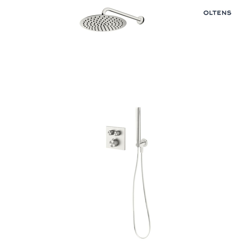 Set bateria podtynkowa termostatyczna z deszczownicą 30 cm Vindel i kompletem prysznicowym Ume nikiel Onega (S) OLTENS 36620910