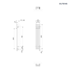Grzejnik elektryczny 120x20,5 cm grafit Stang (e) OLTENS 55132400