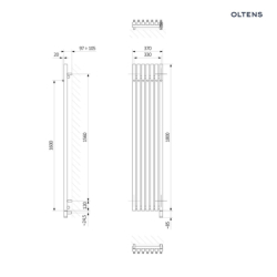 Grzejnik elektryczny 180x37 cm miedź szczotkowana Stang (e) OLTENS 55129610